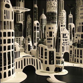 Brushflora style, Midjourney V6.1: megacity with futuristic bioarchitecture