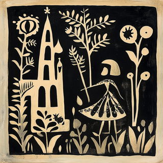 Brushflora style, Midjourney V6.1: retro fairy-tale illustration