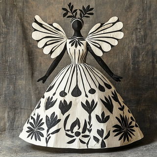 Brushflora style, Midjourney V6.1: haute-couture fashion outfit