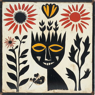 Brushflora style, Midjourney V6.1: traditional folk art