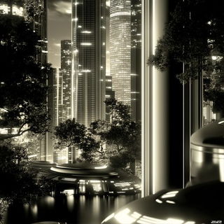 Cyanobind style, Midjourney V6.1: megacity with futuristic bioarchitecture