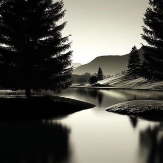 Cyanobind style, Midjourney V6.1: realistic landscape photograph of quiet dawn