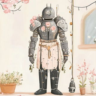 Inkclad Celestials style, Midjourney V6.1: concept art character design of retropunk steam knight
