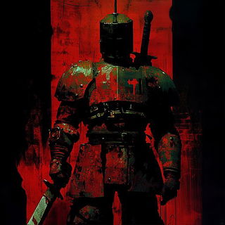 Collaglyph style, Midjourney V6.1: concept art character design of retropunk steam knight