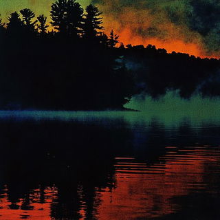Collaglyph style, Midjourney V6.1: realistic landscape photograph of quiet dawn