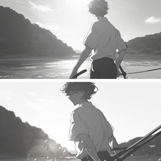 Cliffside Chromodrome style, Midjourney V6.1: black-and-white manga comic strip