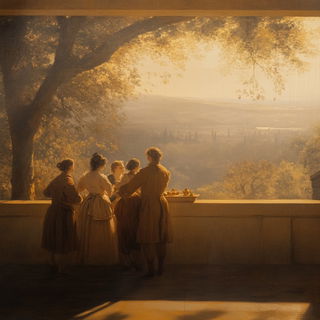 Cliffside Chromodrome style, Midjourney V6.1: classical 18th-century oil painting