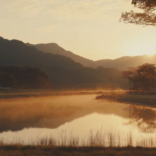 Cliffside Chromodrome style, Midjourney V6.1: realistic landscape photograph of quiet dawn