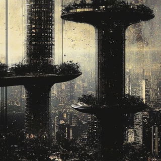 Obsidian Waterline style, Midjourney V6.1: megacity with futuristic bioarchitecture