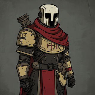 Woodcut Haberdashery style, Midjourney V6.1: concept art character design of retropunk steam knight