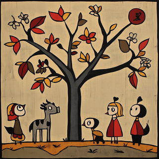 Woodcut Haberdashery style, Midjourney V6.1: traditional folk art