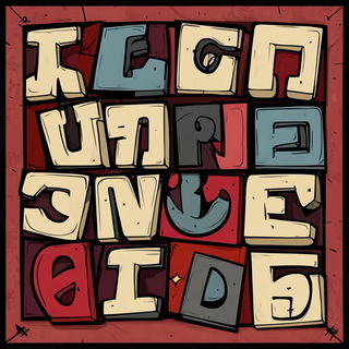 Woodcut Haberdashery style, Midjourney V6.1: typographic composition with large letters