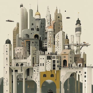 Moonbeam Mortise style, Midjourney V6.1: megacity with futuristic bioarchitecture