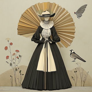 Moonbeam Mortise style, Midjourney V6.1: haute-couture fashion outfit