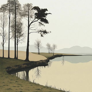 Moonbeam Mortise style, Midjourney V6.1: realistic landscape photograph of quiet dawn