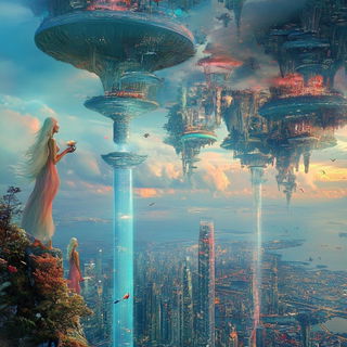 Autumnal Dotwork style, Midjourney V6.1: megacity with futuristic bioarchitecture