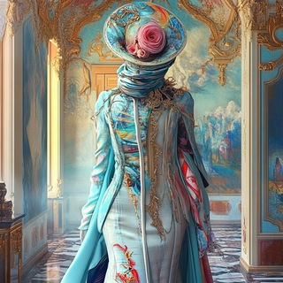 Autumnal Dotwork style, Midjourney V6.1: haute-couture fashion outfit