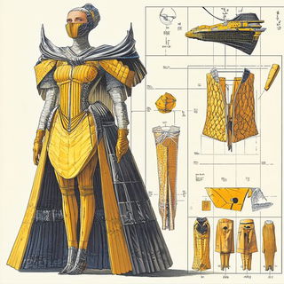 Estuary Maskworks style, Midjourney V6.1: haute-couture fashion outfit