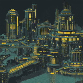 Qamar Ink Exchange style, Midjourney V6.1: megacity with futuristic bioarchitecture