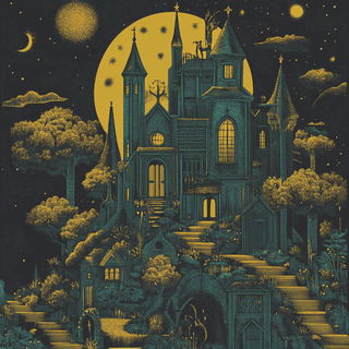 Qamar Ink Exchange style, Midjourney V6.1: retro fairy-tale illustration