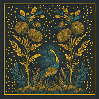 Qamar Ink Exchange style, Midjourney V6.1: traditional folk art