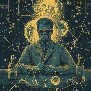 Qamar Ink Exchange style, Midjourney V6.1: editorial illustration for popular scientific magazine cover