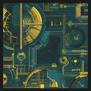 Qamar Ink Exchange style, Midjourney V6.1: technical infrastructure blueprint schematics
