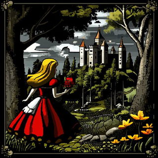 Cinderpetal Horizons style, Midjourney V6.1: retro fairy-tale illustration