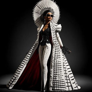 Cinderpetal Horizons style, Midjourney V6.1: haute-couture fashion outfit