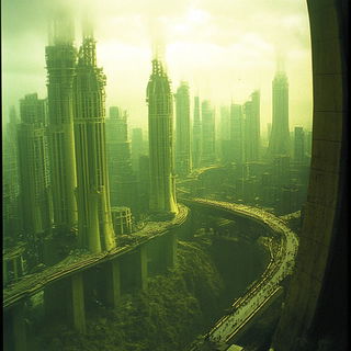 Tealambre style, Midjourney V6.1: megacity with futuristic bioarchitecture