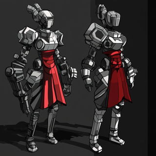 Celcopy style, Midjourney V6.1: concept art character design of retropunk steam knight