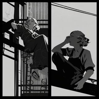 Scarline Motor Relief style, Midjourney V6.1: black-and-white manga comic strip