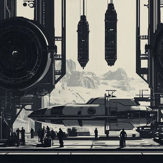 Scarline Motor Relief style, Midjourney V6.1: cinematic shot from sci-fi movie
