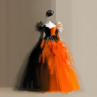 Gouachegothic style, Midjourney V6.1: haute-couture fashion outfit