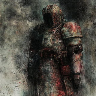 Topoglyphic style, Midjourney V6.1: concept art character design of retropunk steam knight