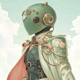 Skyfall Chiaroscuro style, Midjourney V6.1: concept art character design of retropunk steam knight