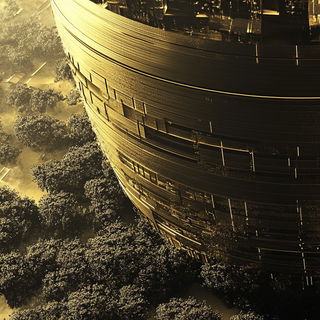 Hatched Kingdoms style, Midjourney V6.1: megacity with futuristic bioarchitecture