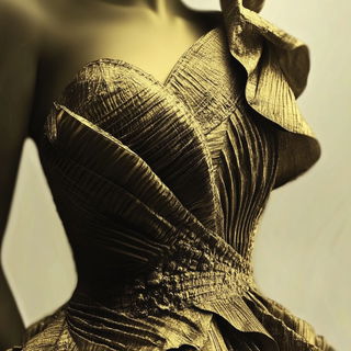 Hatched Kingdoms style, Midjourney V6.1: haute-couture fashion outfit