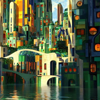 Fluxmigrant style, Midjourney V6.1: megacity with futuristic bioarchitecture