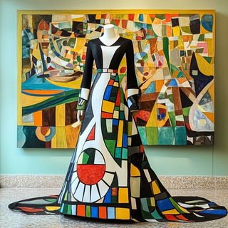 Fluxmigrant style, Midjourney V6.1: haute-couture fashion outfit
