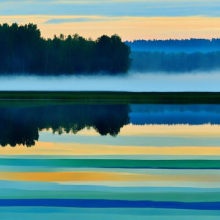 Fluxmigrant style, Midjourney V6.1: realistic landscape photograph of quiet dawn