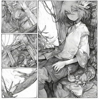 The Tidal Aperture style, Midjourney V6.1: black-and-white manga comic strip