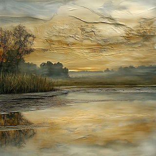 The Tidal Aperture style, Midjourney V6.1: realistic landscape photograph of quiet dawn