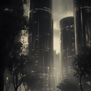 Ravelrock style, Midjourney V6.1: megacity with futuristic bioarchitecture