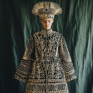 Risolith style, Midjourney V6.1: haute-couture fashion outfit