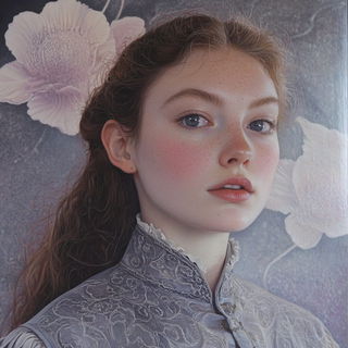 Sunshell Mascotry style, Midjourney V6.1: photographic portrait of female protagonist