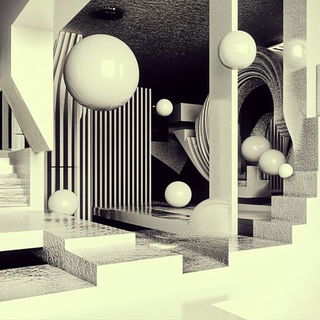 Lanterneaux style, Midjourney V6.1: abstract 3D render