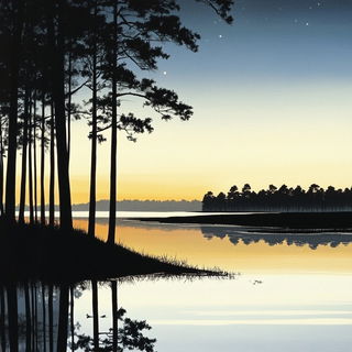 Scaleform Inkcraft style, Midjourney V6.1: realistic landscape photograph of quiet dawn