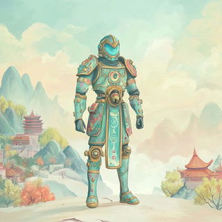 Inkbulwark style, Midjourney V6.1: concept art character design of retropunk steam knight