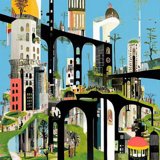 Sketchosaur style, Midjourney V6.1: megacity with futuristic bioarchitecture